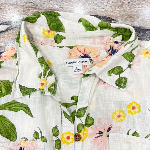 Croft & Barrow Sheer Floral Button Front Shirt XL - Picture 5 of 7